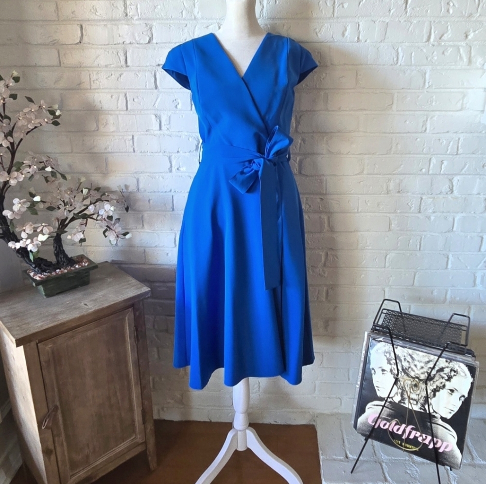 Black Halo Pandora Dress In Blue, 4, Wedding Guest, Party